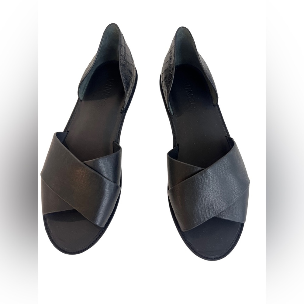 Vince Black Crisscross Leather Sandals